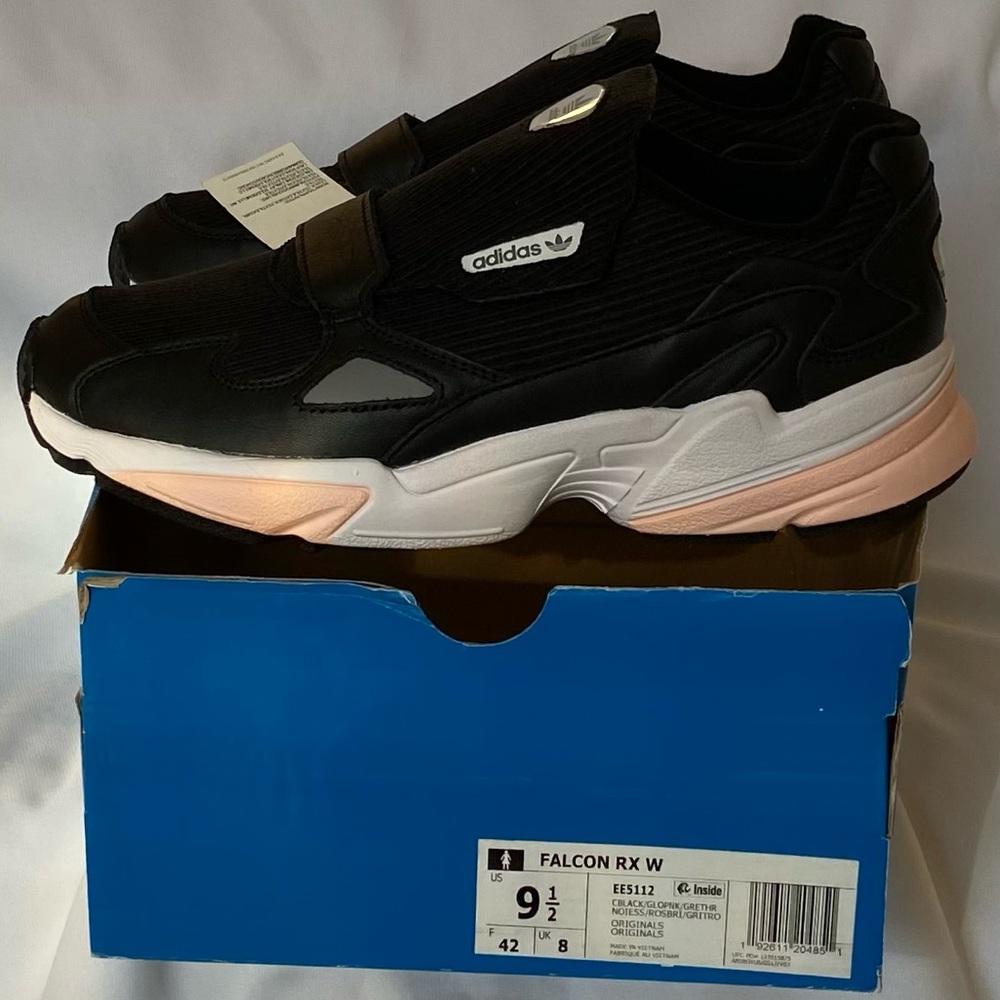 ADIDAS FALCON RX W / WIDE FIT WOMENS SNEAKER/ BLACK-PINK /9 1/2 /NWT/EE5112